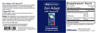 Photo of the Allergy Research Group Zen Adapt with Sensoril label