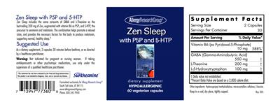 Photo of the Allergy Research Group Zen Sleep with P5P and 5-HTP label