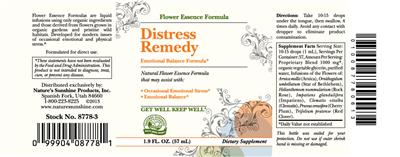 Photo of the Nature's Sunshine Flower Essence Formula Distress Remedy label