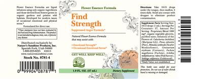 Photo of the Nature's Sunshine Flower Essence Formula Find Strength label