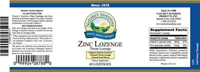 Photo of the Nature's Sunshine Zinc Lozenge label