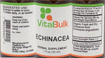 Photo of the VitalBulk Echinacea label