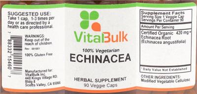 Photo of the VitalBulk Echinacea label