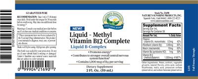 Photo of the Nature's Sunshine Liquid - Methyl Vitamin B12 Complete label