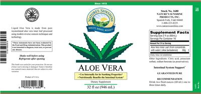 Photo of the Nature's Sunshine Aloe Vera label
