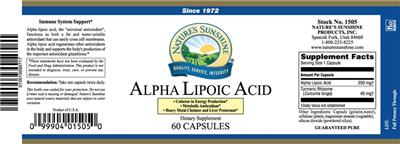 Photo of the Nature's Sunshine Alpha Lipoic Acid label