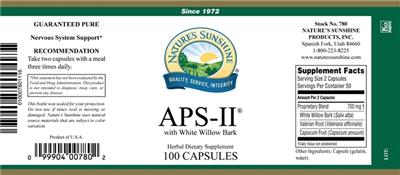 Photo of the Nature's Sunshine APS-II with White Willow Bark label