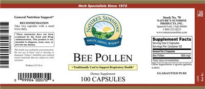 Photo of the Nature's Sunshine Bee Pollen label