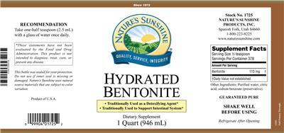 Photo of the Nature's Sunshine Hydrated Bentonite label
