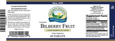 Photo of the Nature's Sunshine Concentrated Bilberry Fruit label