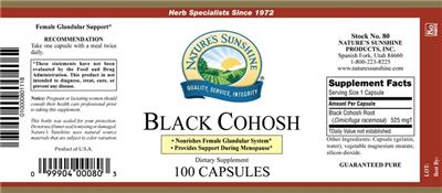 Photo of the Nature's Sunshine Black Cohosh label