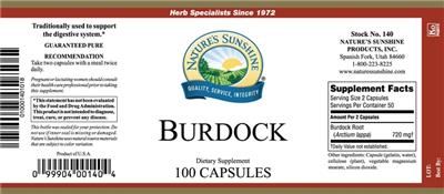 Photo of the Nature's Sunshine Burdock label