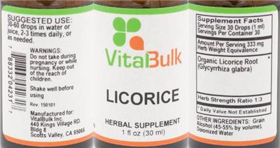 Photo of the VitalBulk Licorice label