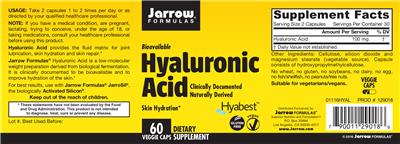 Photo of the Jarrow Formulas Hyaluronic Acid label