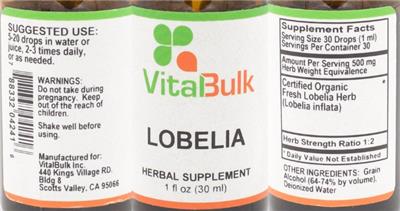 Photo of the VitalBulk Lobelia label