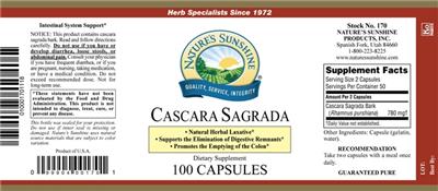Photo of the Nature's Sunshine Cascara Sagrada label