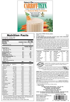 Photo of the Nature's Plus Carrot-Tein High Protein Energy Meal With Natural Beta Carotene label