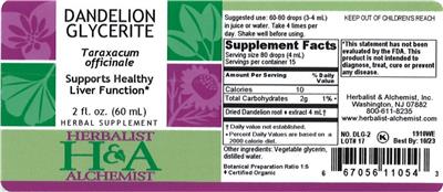 Photo of the Herbalist & Alchemist Dandelion Glycerite label