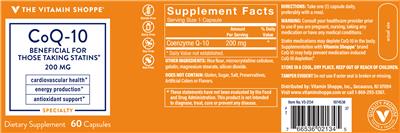 Photo of the The Vitamin Shoppe CoQ-10 200 mg label