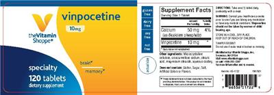 Photo of the The Vitamin Shoppe Vinpocetine 10 mg label