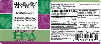 Photo of the Herbalist & Alchemist Elderberry Glycerite label