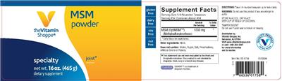 Photo of the The Vitamin Shoppe MSM Powder label
