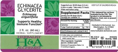Photo of the Herbalist & Alchemist Echinacea Glycerite label