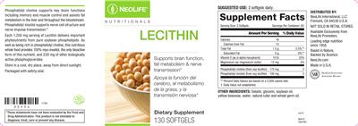 Photo of the NeoLife Nutritionals Lecithin label