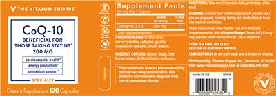 Photo of the The Vitamin Shoppe CoQ-10 200 mg label