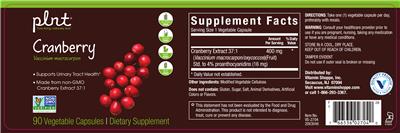 Photo of the plnt Cranberry label
