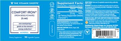 Photo of the The Vitamin Shoppe Comfort Iron 25 mg label