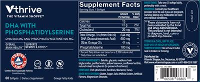 Photo of the Vthrive The Vitamin Shoppe DHA with Phosphatidylserine label
