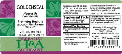 Photo of the Herbalist & Alchemist Goldenseal label