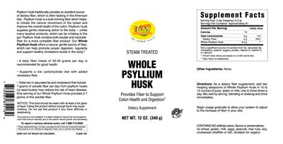 Photo of the VSN Vital Strength Nutrition Whole Psyllium Husk label