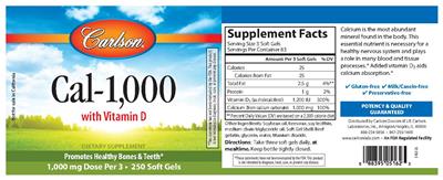 Photo of the Carlson Cal-1,000 with Vitamin D label