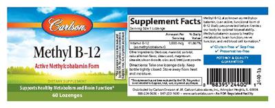 Photo of the Carlson Methyl B-12 label
