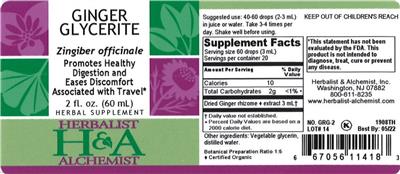 Photo of the Herbalist & Alchemist Ginger Glycerite label