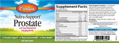 Photo of the Carlson Nutra-Support Prostate label