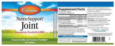 Photo of the Carlson Nutra-Support Joint label