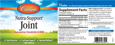 Photo of the Carlson Nutra-Support Joint label
