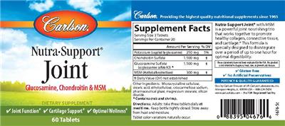 Product label for Nutra-Support Joint