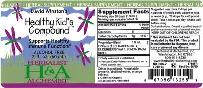 Photo of the Herbalist & Alchemist David Winston's Healthy Kid's Compound label