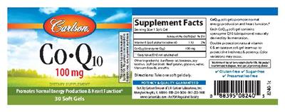 Photo of the Carlson Co-Q10 100 mg label