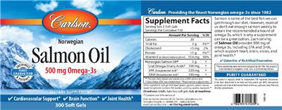 Photo of the Carlson Norwegian Salmon Oil label