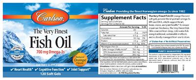Photo of the Carlson The Very Finest Fish Oil Natural Orange Flavor label