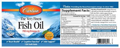 Photo of the Carlson The Very Finest Fish Oil Natural Orange Flavor label