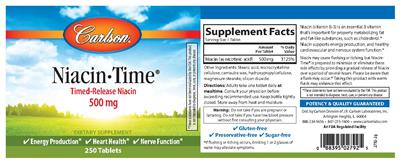 Photo of the Carlson Niacin-Time label