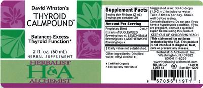 Photo of the Herbalist & Alchemist David Winston's Thyroid Calmpound label