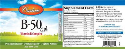 Photo of the Carlson B-50 Gel label
