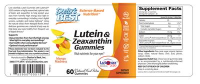 Photo of the Doctor's Best Lutein & Zeaxanthin Gummies Mango Madness label